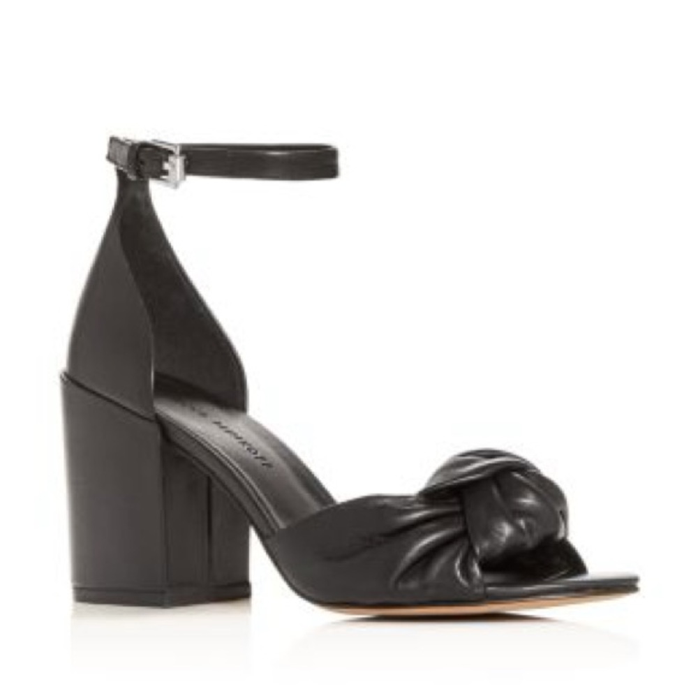 🖤 REBECCA MINKOFF • Capriana // black leather open toe heeled sandals